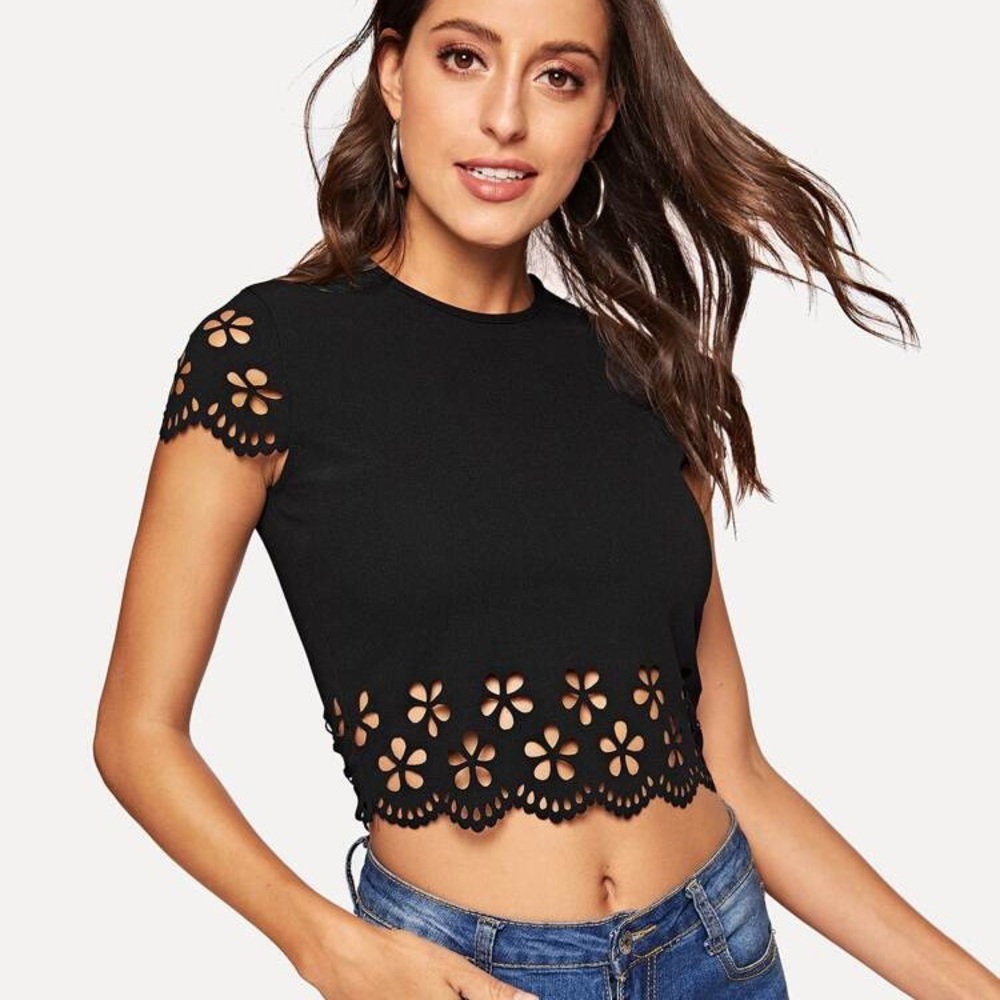 🍑Laser Cut Crop top